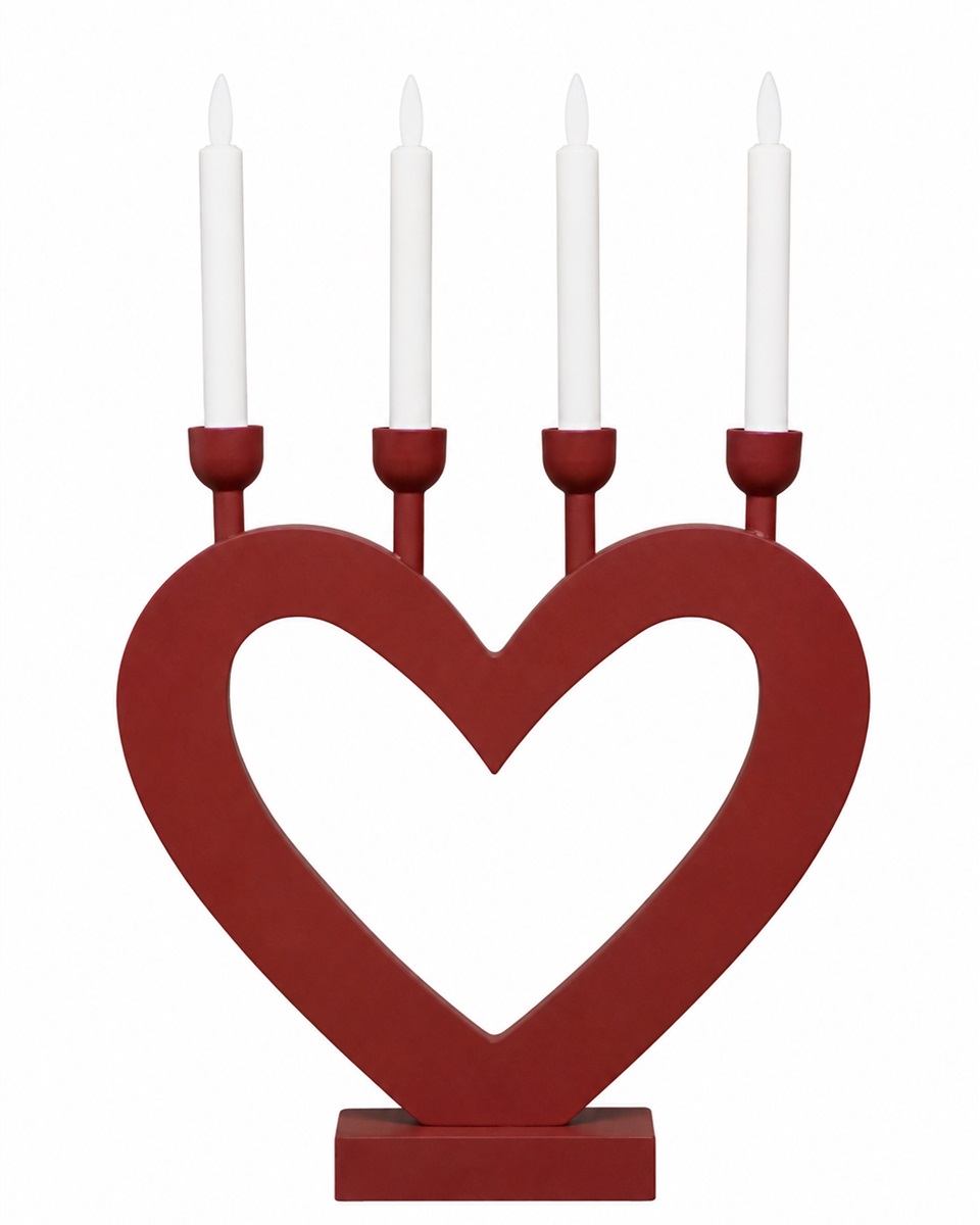 Hjerte RØD Fra Pixie Design - Hjerteformen skaper en sjarmerende silhuett og gj&oslash;r lysestaken til en fin dekorasjon i for eksempel vinduet, p&aring; et skrivebord eller et sidebord.