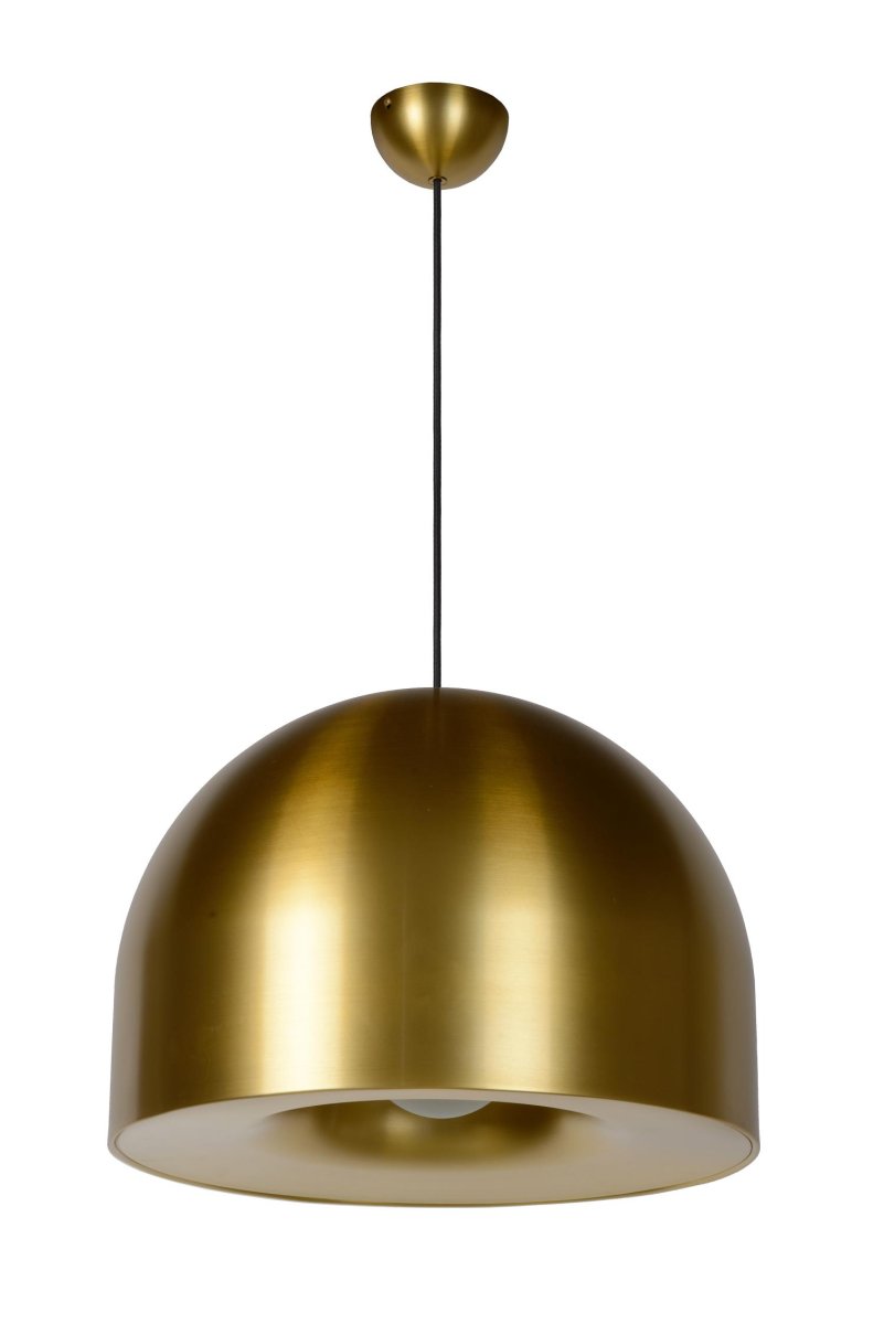 Akron Ø50 Matt gull/messing Taklampe Fra Lucide - Laget av h&oslash;ykvalitets metall med en halvsirkul&aelig;r nyanse i en moderne finish, kombinerer Akron et stilig design med en subtil klassisk sjarm.