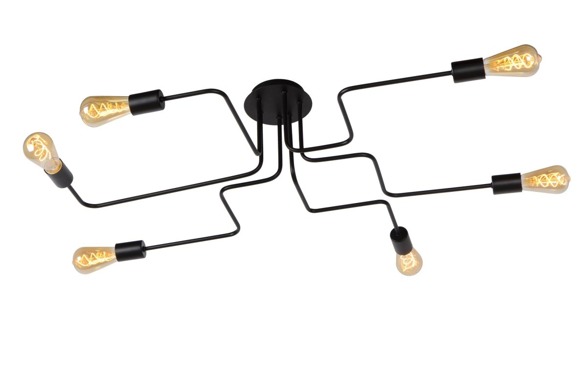 Lester 100cm Svart plafond Fra Lucide - Takket være den oppfinnsomme designen med faste armer kan du nyte en bred spredning av lys.