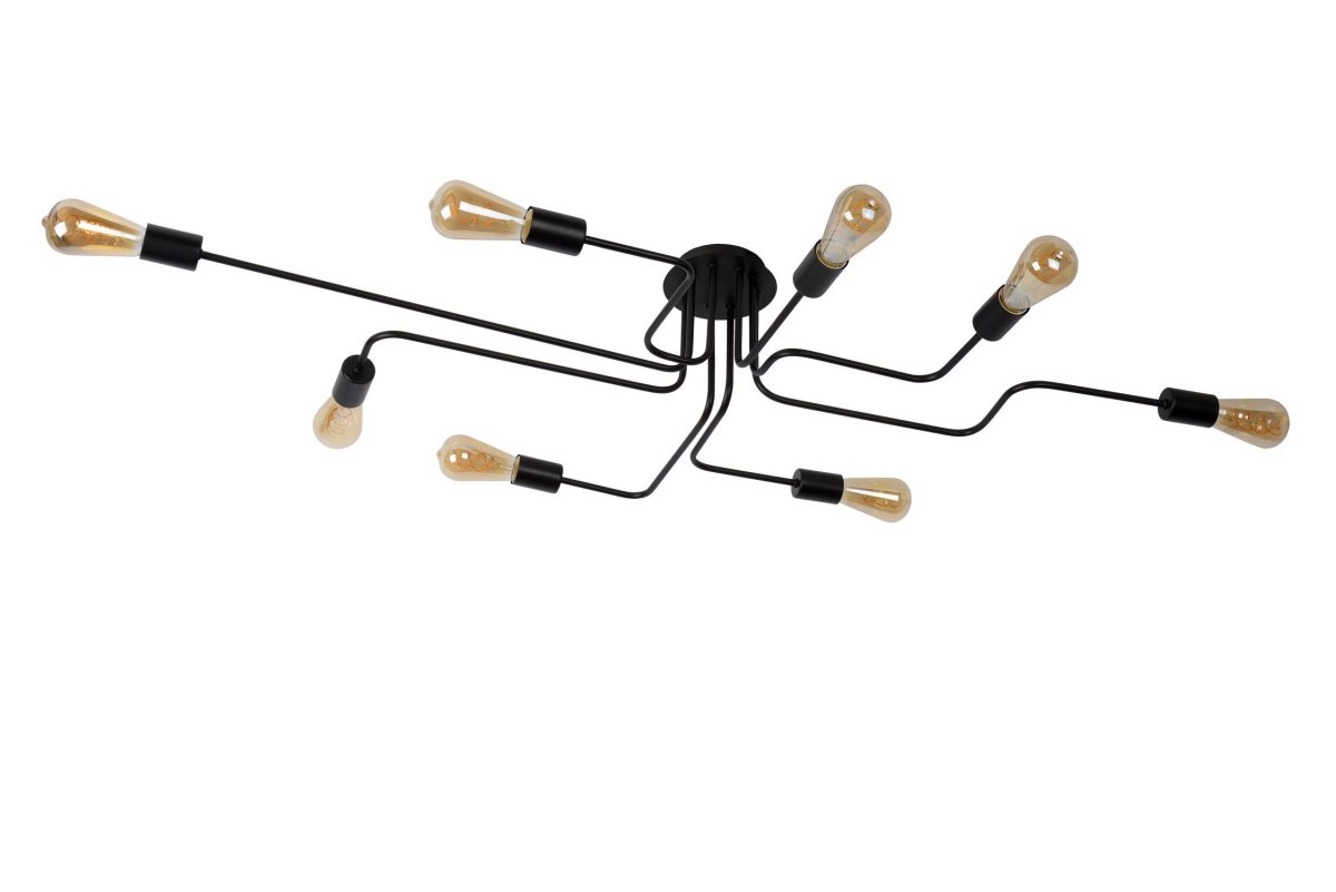 Lester 150cm Svart plafond Fra Lucide - Takket være den oppfinnsomme designen med faste armer kan du nyte en bred spredning av lys.