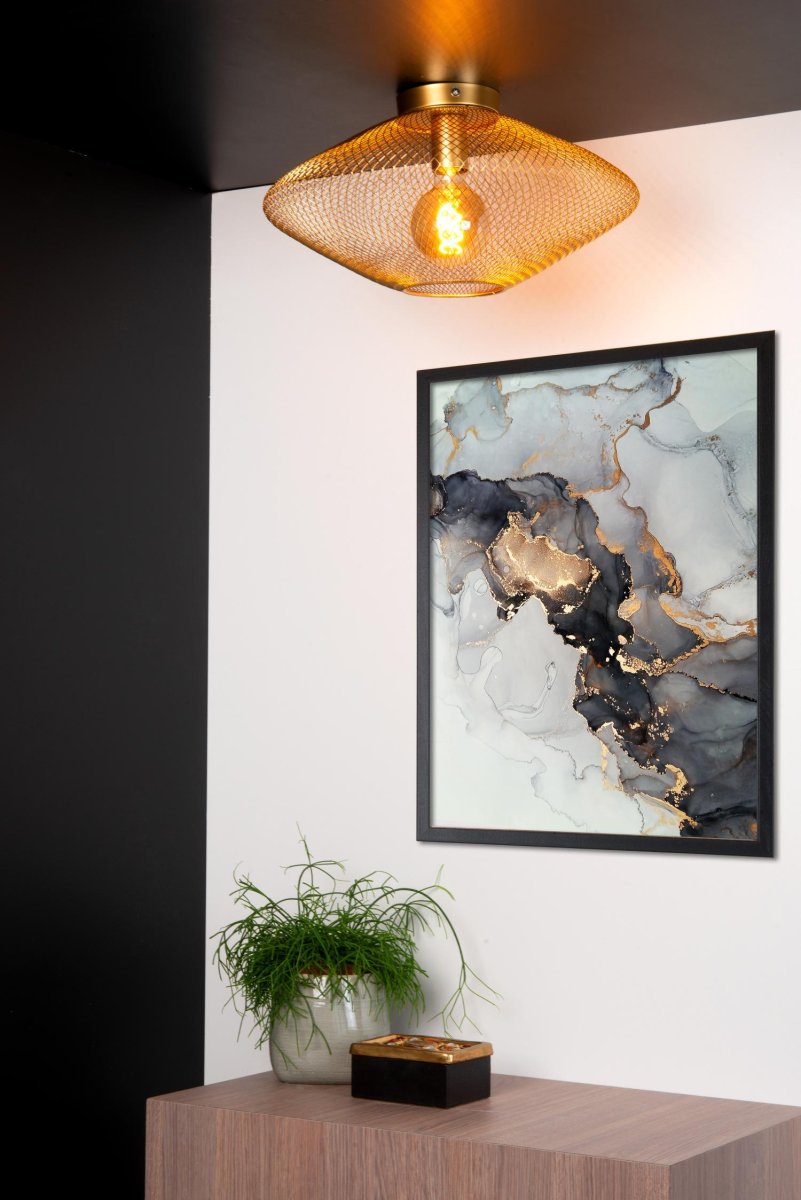 Mesh Ø45 Matt gull/messing plafond Fra Lucide - Koble lampen til en ekstern dimmer for &aring; skape den rette stemningen for enhver anledning.