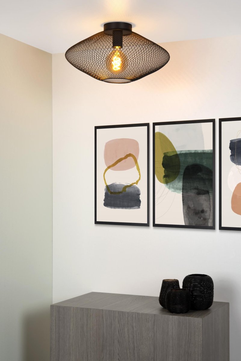 Mesh Ø45 Svart plafond Fra Lucide - Koble lampen til en ekstern dimmer for &aring; skape den rette stemningen for enhver anledning.