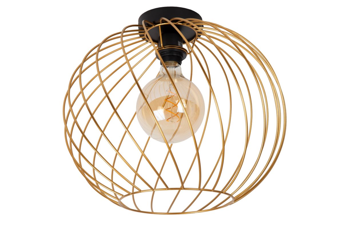 Danza Ø40 Matt gull/messing plafond Fra Lucide - Taklampen har en diameter på 40 centimeter og en høyde på 35,5 centimeter.
