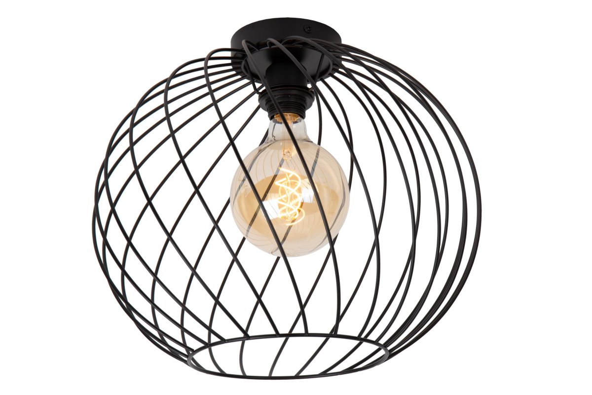 Danza Ø40 Svart plafond Fra Lucide - Taklampen har en diameter på 40 centimeter og en høyde på 35,5 centimeter.