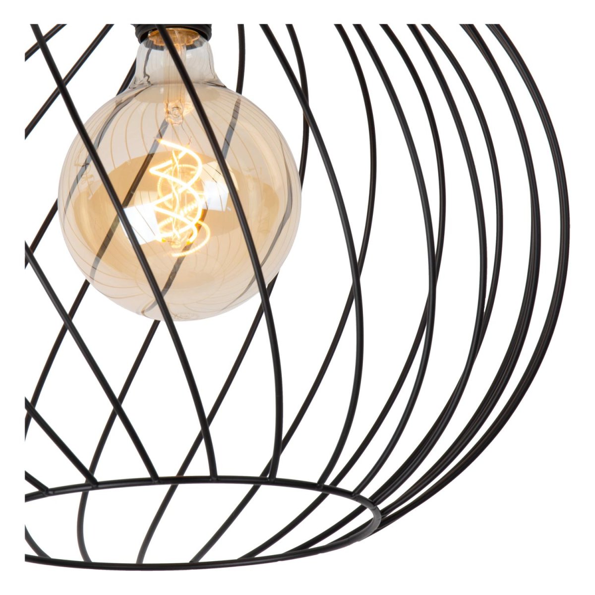 Danza Ø40 Svart plafond Fra Lucide - Taklampen har en diameter på 40 centimeter og en høyde på 35,5 centimeter.