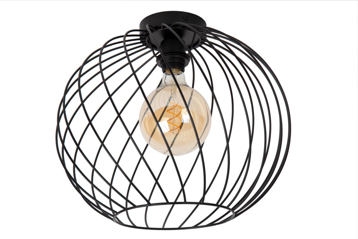 Danza Ø40 Svart plafond Fra Lucide - Taklampen har en diameter på 40 centimeter og en høyde på 35,5 centimeter.