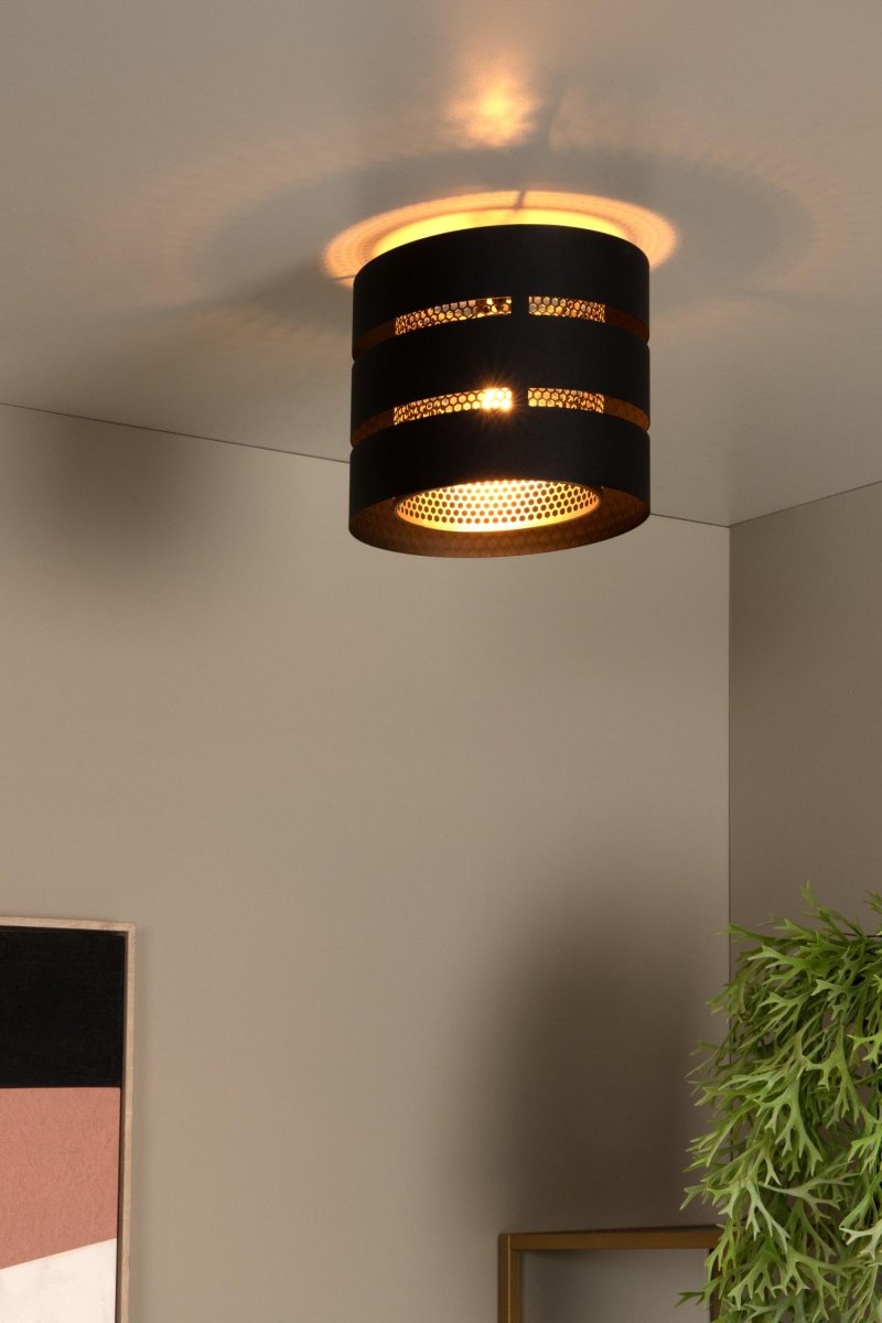 Rosas Ø26 Svart plafond Fra Lucide - Laget av h&oslash;ykvalitets st&aring;l, denne taklampen med en diameter p&aring; 26 centimeter perfekt for soverom, stue eller en hall.