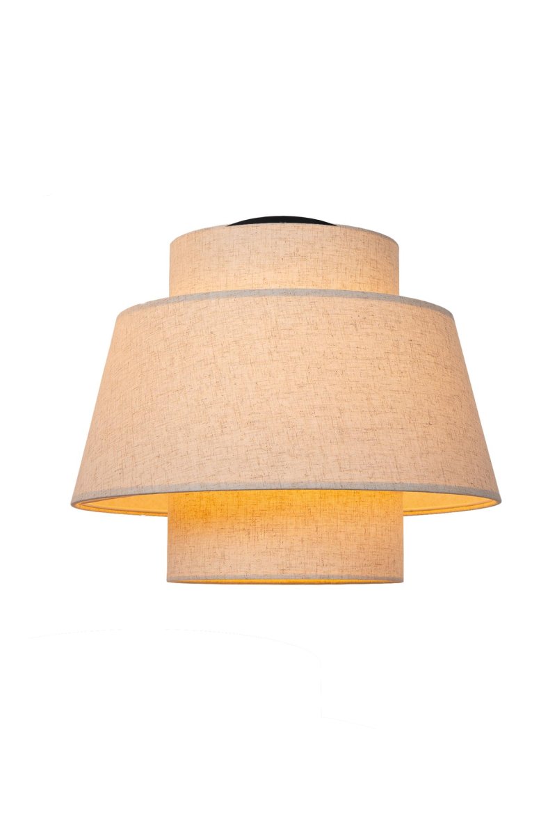 Zoom bilde av Tribute Ø40 Krem plafond Fra Lucide - Denne taklampen er laget av tekstiler av h&oslash;y kvalitet og kombinerer en sylindrisk indre skjerm med en A-linjeformet ytre skjerm.