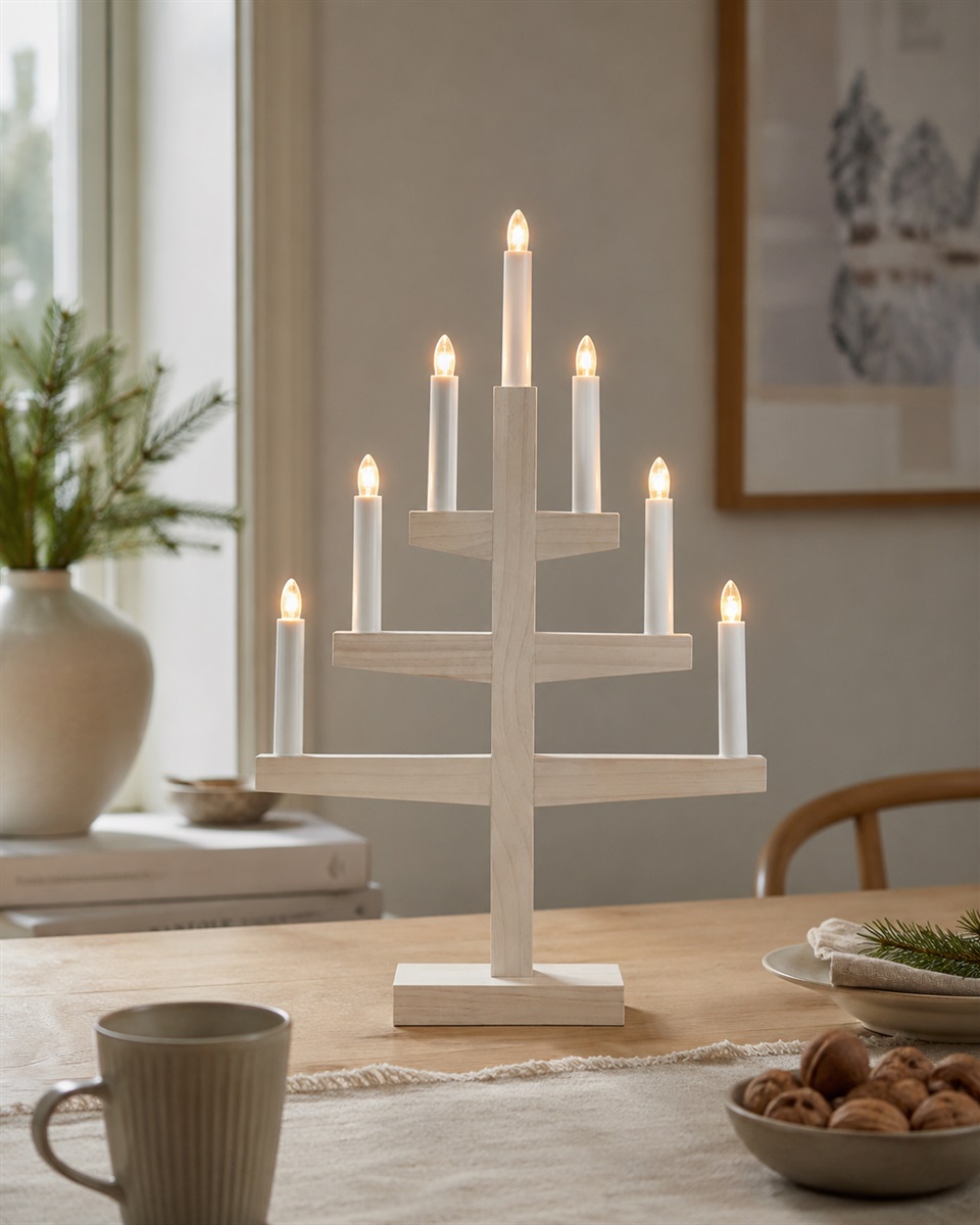Trapp Hvit flekk Fra Star Trading - Plasser den i vinduet eller p&aring; et skrivebord, og la den varme gl&oslash;den bidra til en stemningsfull f&oslash;lelse i advent og jul.