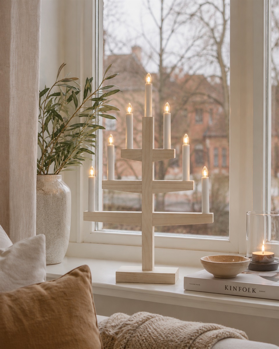 Trapp Hvit flekk Fra Star Trading - Plasser den i vinduet eller p&aring; et skrivebord, og la den varme gl&oslash;den bidra til en stemningsfull f&oslash;lelse i advent og jul.