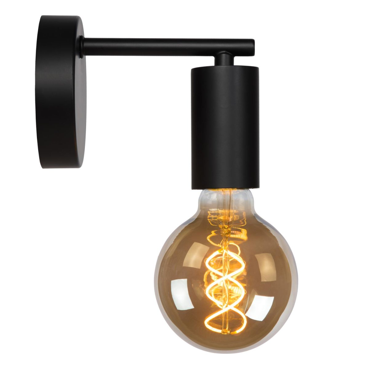 Leanne 15cm Svart vegglampe Fra Lucide - Kombiner det minimalistiske designet til denne vegglampen, laget av metall av høy kvalitet, med en røykfarget glødetrådslyskilde for det beste resultatet.