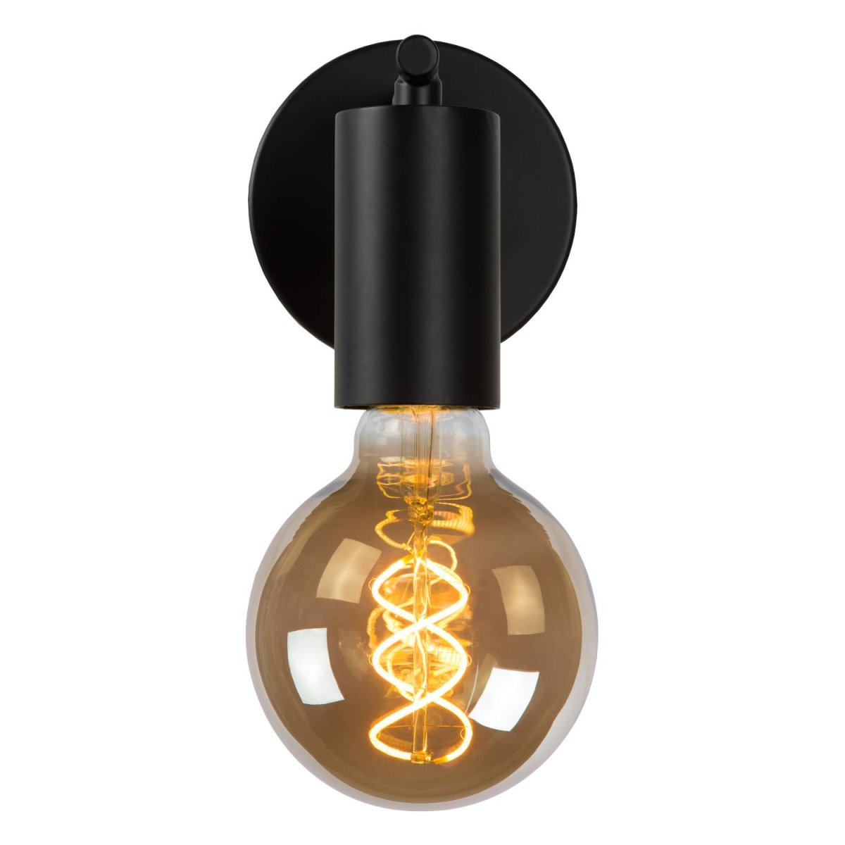 Leanne 15cm Svart vegglampe Fra Lucide - Kombiner det minimalistiske designet til denne vegglampen, laget av metall av høy kvalitet, med en røykfarget glødetrådslyskilde for det beste resultatet.