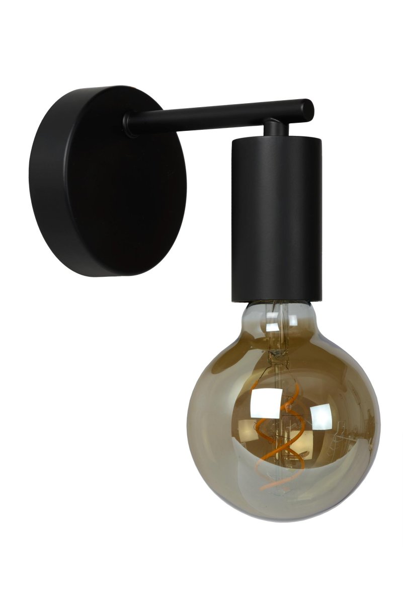 Leanne 15cm Svart vegglampe Fra Lucide - Kombiner det minimalistiske designet til denne vegglampen, laget av metall av høy kvalitet, med en røykfarget glødetrådslyskilde for det beste resultatet.