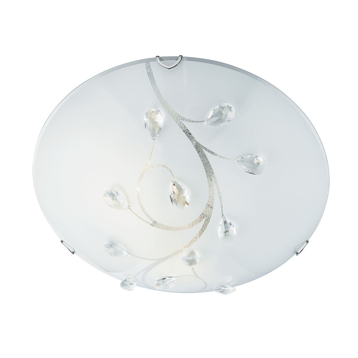Dunkirk Ø30 Hvit plafond Fra Searchlight - Dunkirk taklampe kombinerer glass, opal og krystallelementer for et imponerende design.