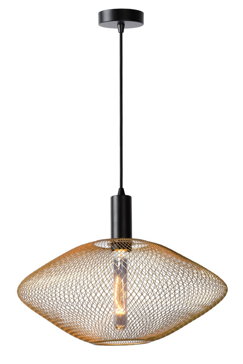 Mesh Ø45 Matt gull/messing Taklampe Fra Lucide - Hengelampen Mesh passer perfekt i et moderne interi&oslash;r, men fungerer ogs&aring; som en moderne blits i et mer klassisk milj&oslash;.