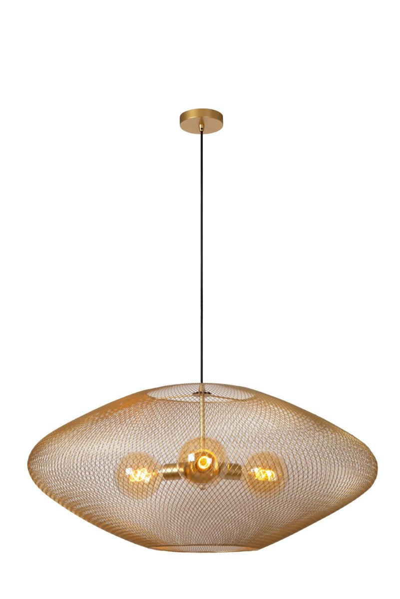 Mesh Ø85 Matt gull/messing Taklampe Fra Lucide - Lampen er 85 centimeter bred og kan brukes med en ekstern dimmer for å skape en enda mer innbydende atmosfære.