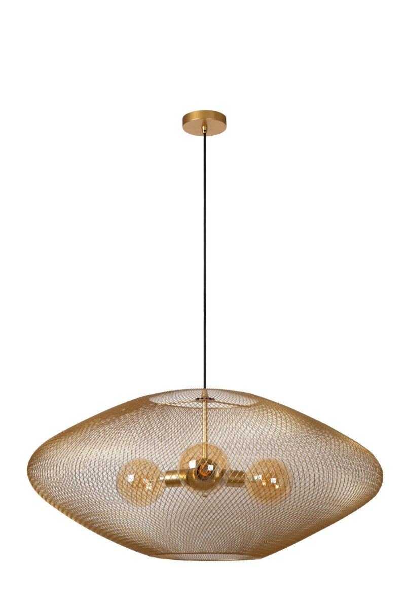 Mesh Ø85 Matt gull/messing Taklampe Fra Lucide - Lampen er 85 centimeter bred og kan brukes med en ekstern dimmer for å skape en enda mer innbydende atmosfære.