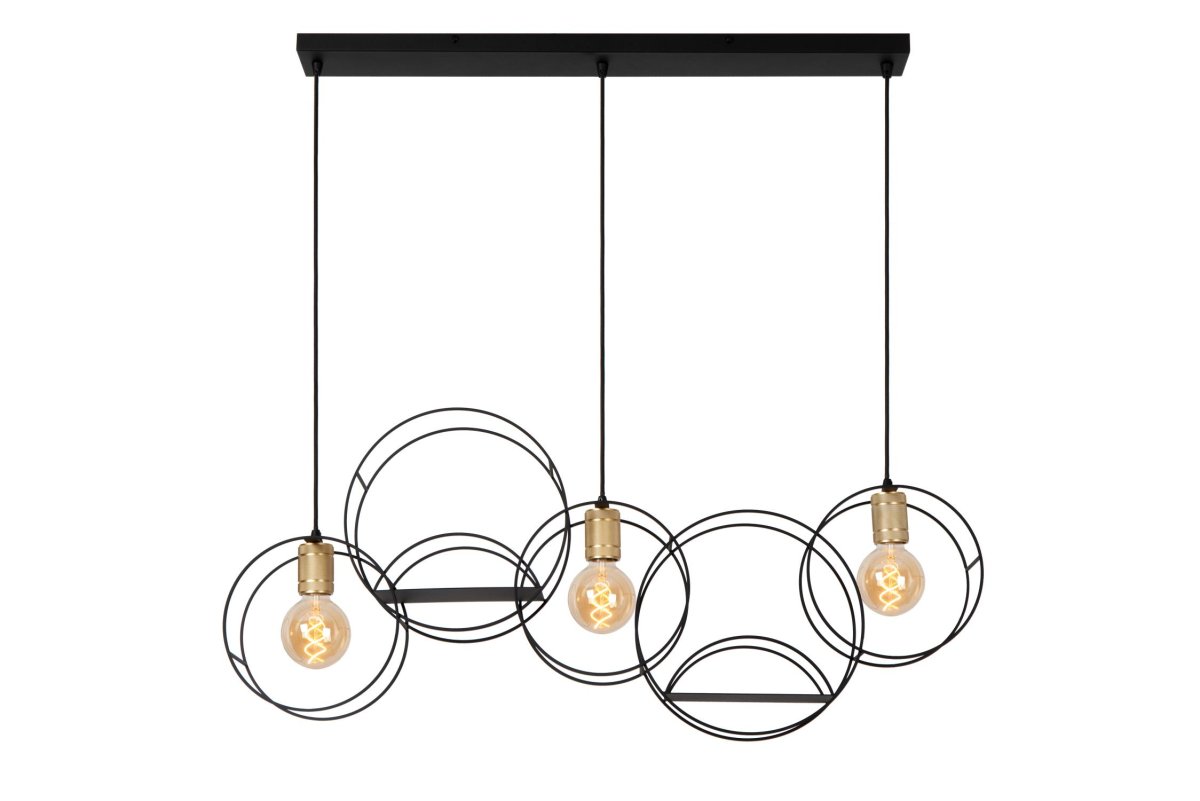 Circle 104cm Svart Taklampe Fra Lucide - Denne lampen er en utmerket måte å legge til stil på kjøkkenet eller ved bardisken, men den skaper også; en sjarmerende atmosfære over spisebordet.