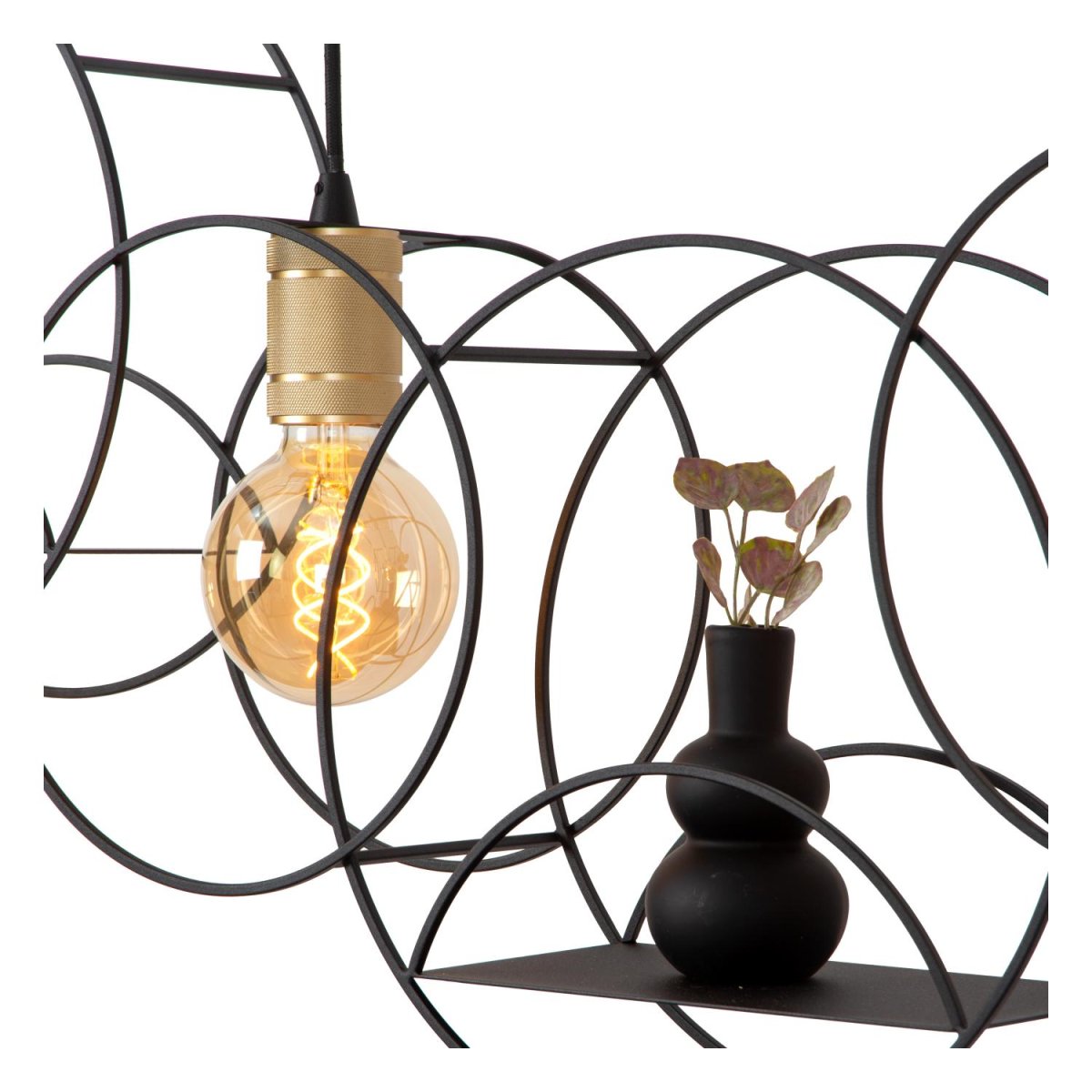 Circle 104cm Svart Taklampe Fra Lucide - Denne lampen er en utmerket måte å legge til stil på kjøkkenet eller ved bardisken, men den skaper også; en sjarmerende atmosfære over spisebordet.