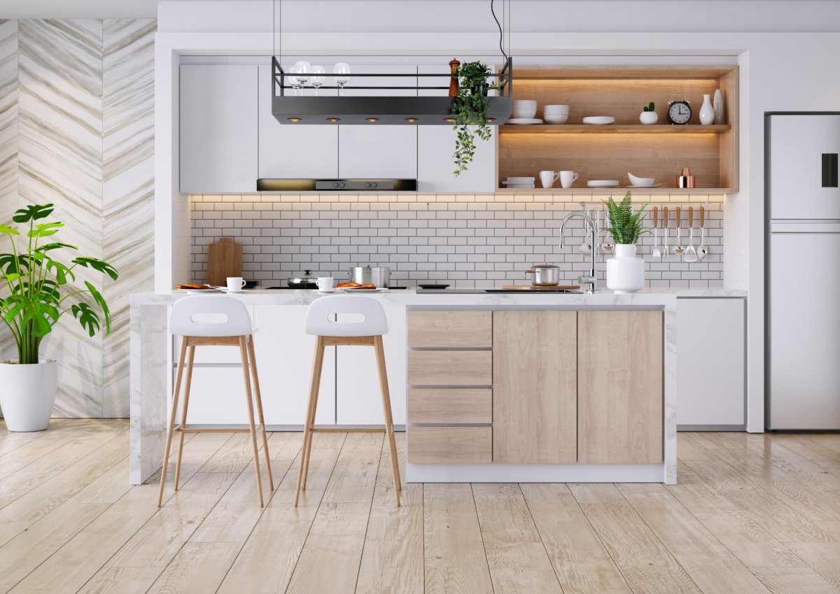 Miravelle 110cm Svart Taklampe Fra Lucide - Den er laget av høykvalitets metall og har seks spotlights og plass over for å plassere glass, pepper- og saltkverner eller vakre planter og urter.