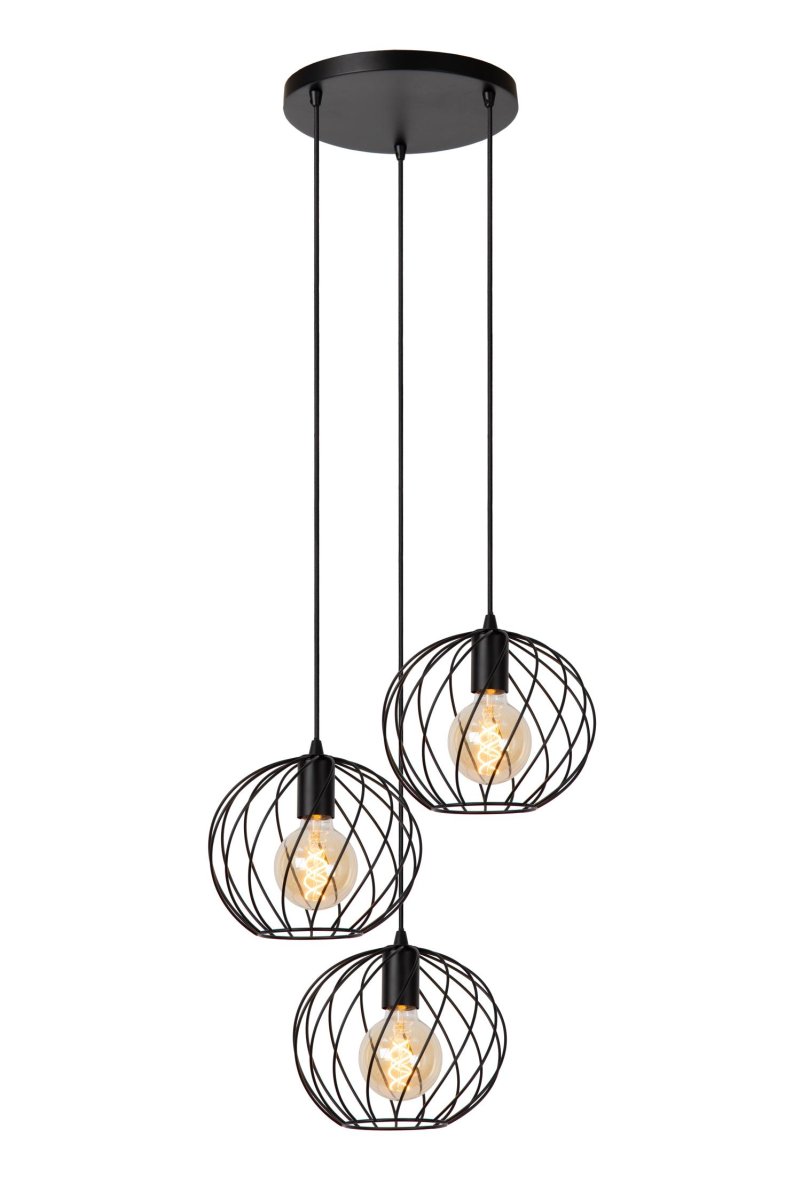 Danza Ø50 Svart Taklampe Fra Lucide - Takket være denne designen ser Danza spesielt vakker ut i kombinasjon med tre glødetrådslyskilder.