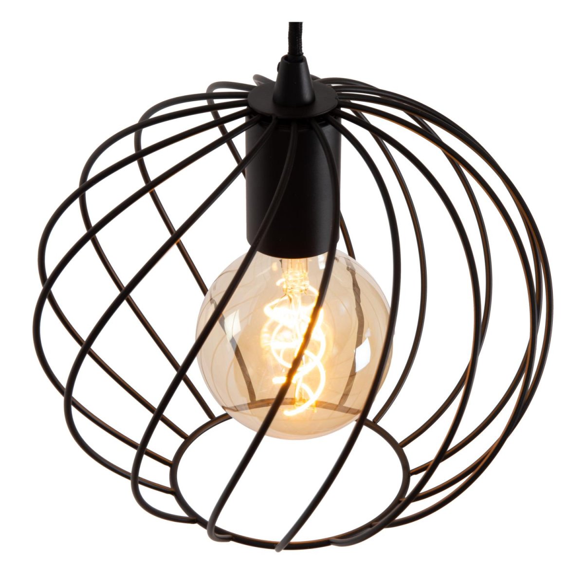 Danza Ø50 Svart Taklampe Fra Lucide - Takket være denne designen ser Danza spesielt vakker ut i kombinasjon med tre glødetrådslyskilder.