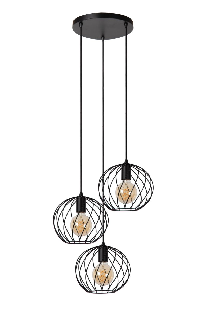 Danza Ø50 Svart Taklampe Fra Lucide - Takket være denne designen ser Danza spesielt vakker ut i kombinasjon med tre glødetrådslyskilder.