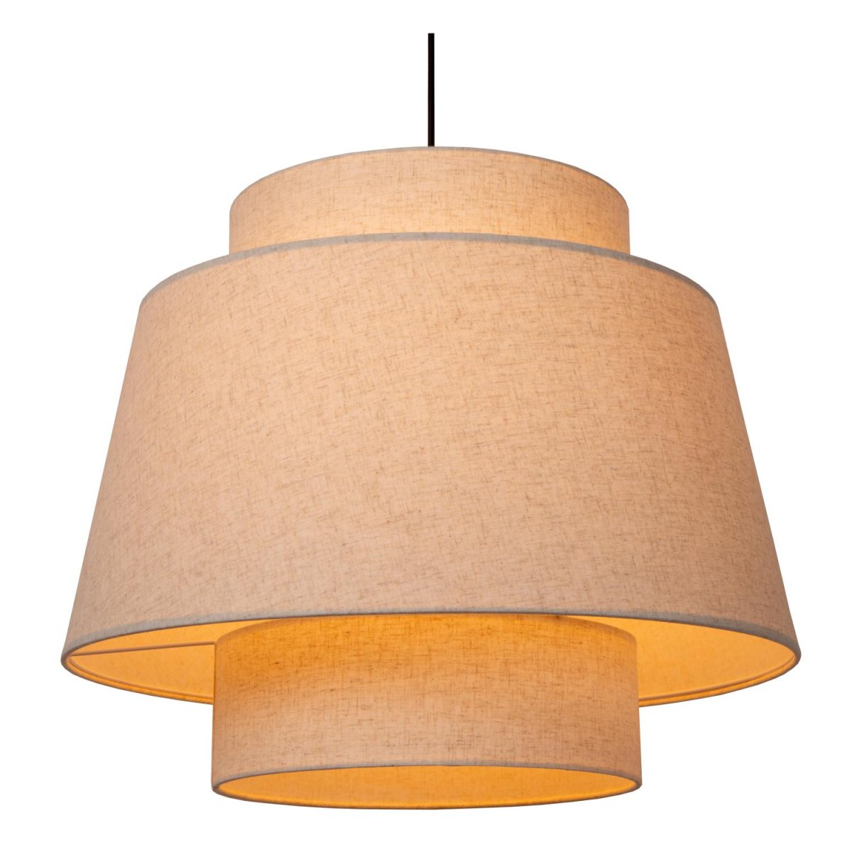 Tribute Ø60 Krem Taklampe Fra Lucide - Denne pendellampen har en tekstilskjerm av høy kvalitet med en indre sylindrisk struktur og en ytre A-linjestruktur, som skaper en leken og diffus lyseffekt.