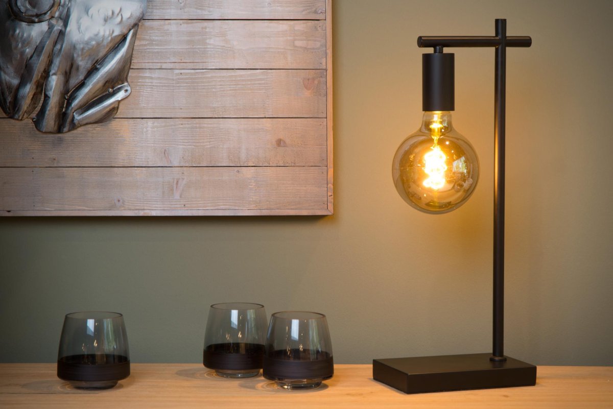 Leanne 52cm Svart bordlampe Fra Lucide - Takket være sin moderne design smelter Leanne inn i ethvert miljø som en ekte kameleon.