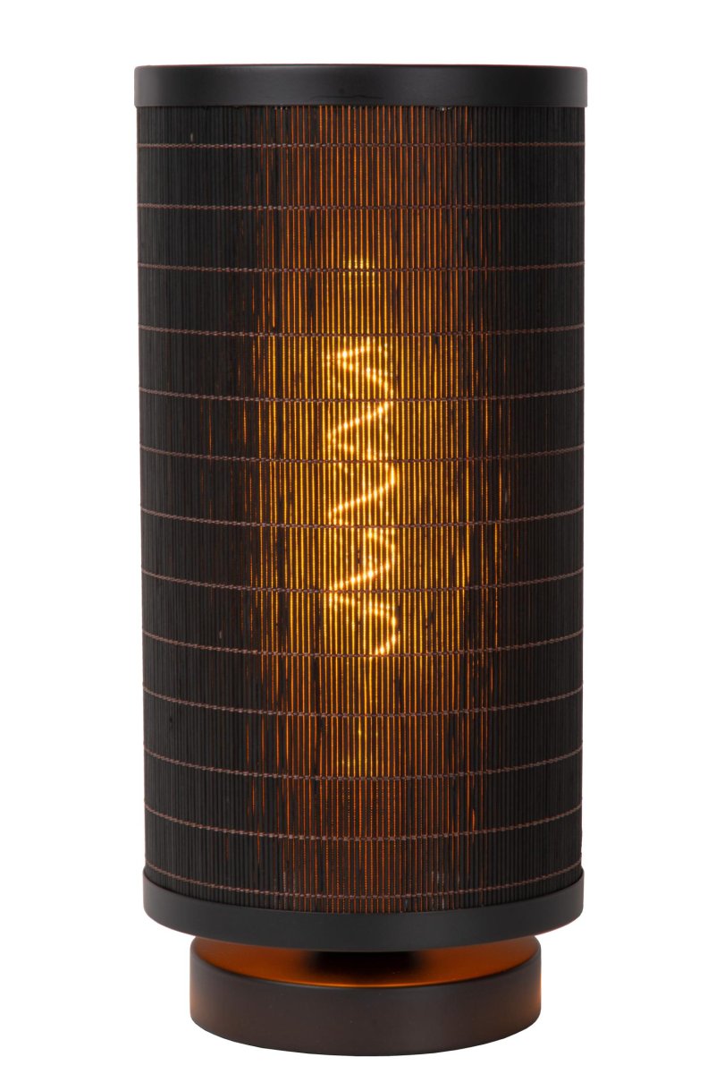 Tagalog 32cm Svart bordlampe Fra Lucide - Bambusskjermen sprer lyset og skaper en subtil, varm glød.