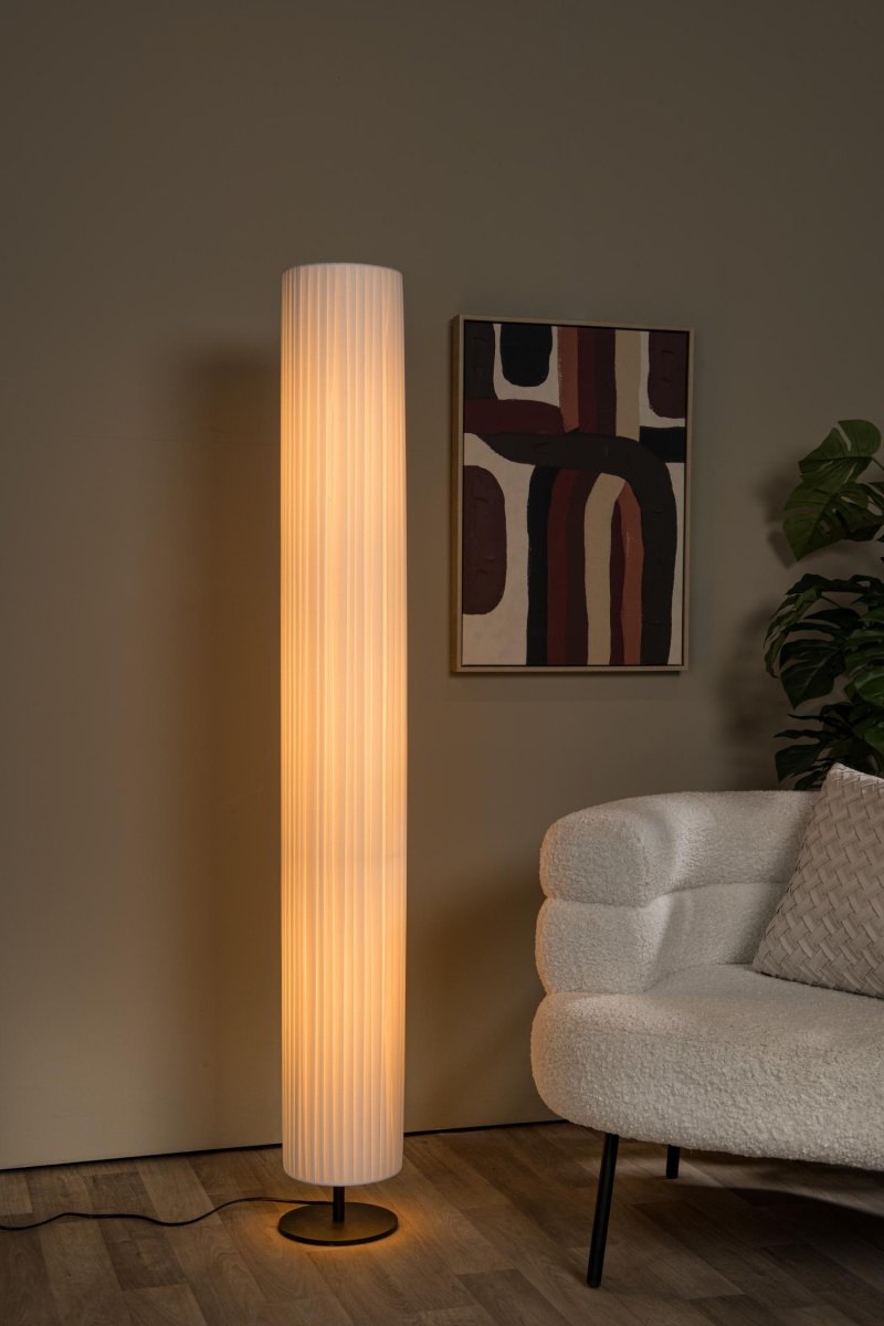 Fold 160cm Hvit gulvlampe Fra Lucide - &Aring; treffe&aring; p&aring; og av Brett enkelt sammen med str&oslash;mbryteren p&aring; ledningen.