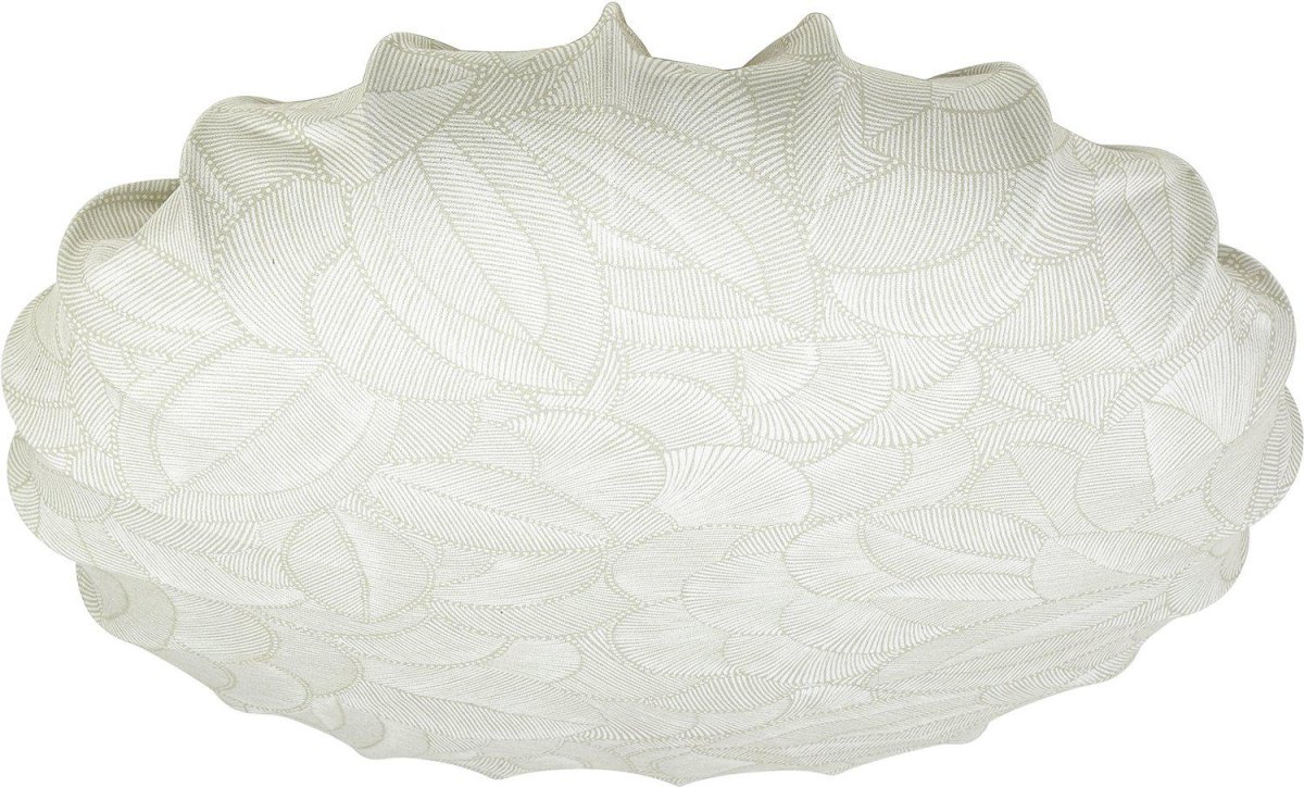 Onyx Ø56 Taupe plafond Fra PR Home - Onyx er en moderne taklampe trukket i et vakkert mønstret bomullsstoff i en taupe/beige skjerm.