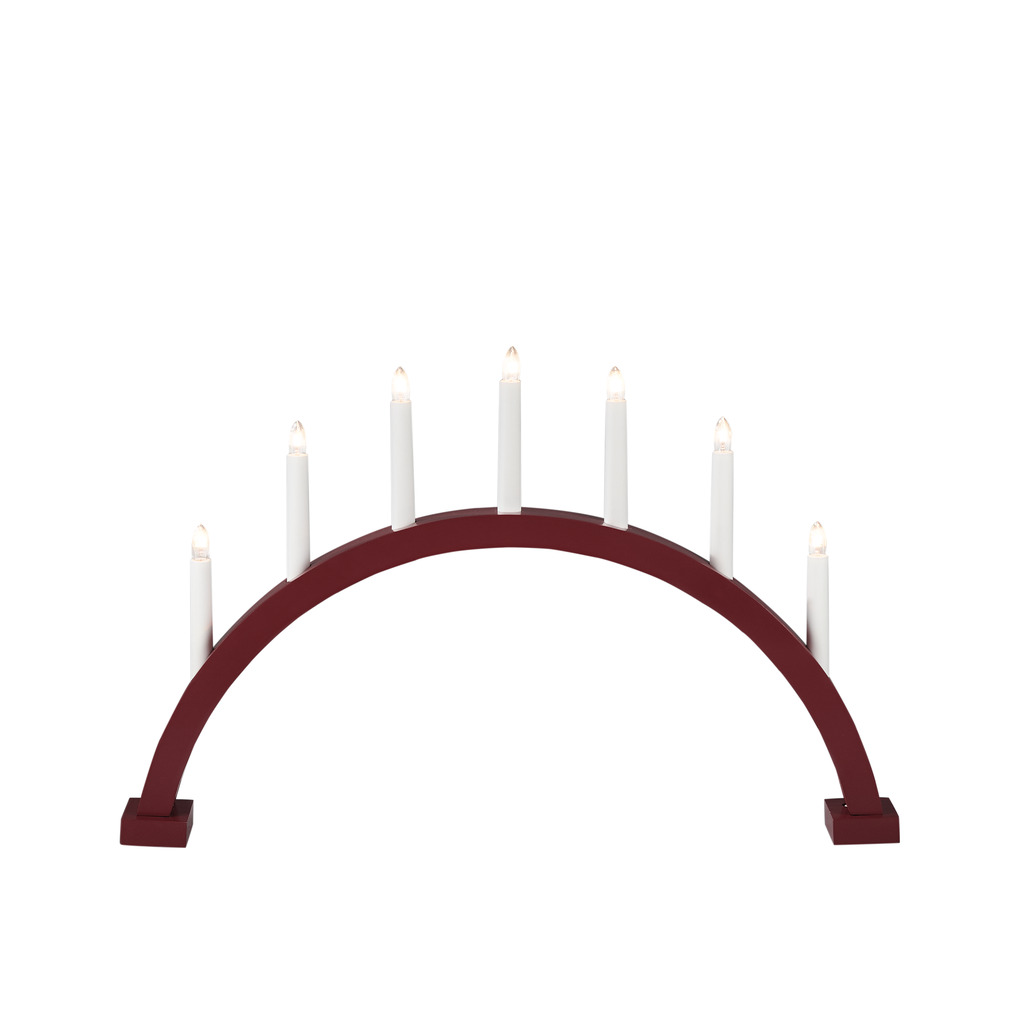 Arch 7 Lights Matt mørk rød Fra Konstsmide - Utstyrt med lysp&aelig;rer som gir en behagelig gl&oslash;d og bidrar til en koselig stemning i julen.