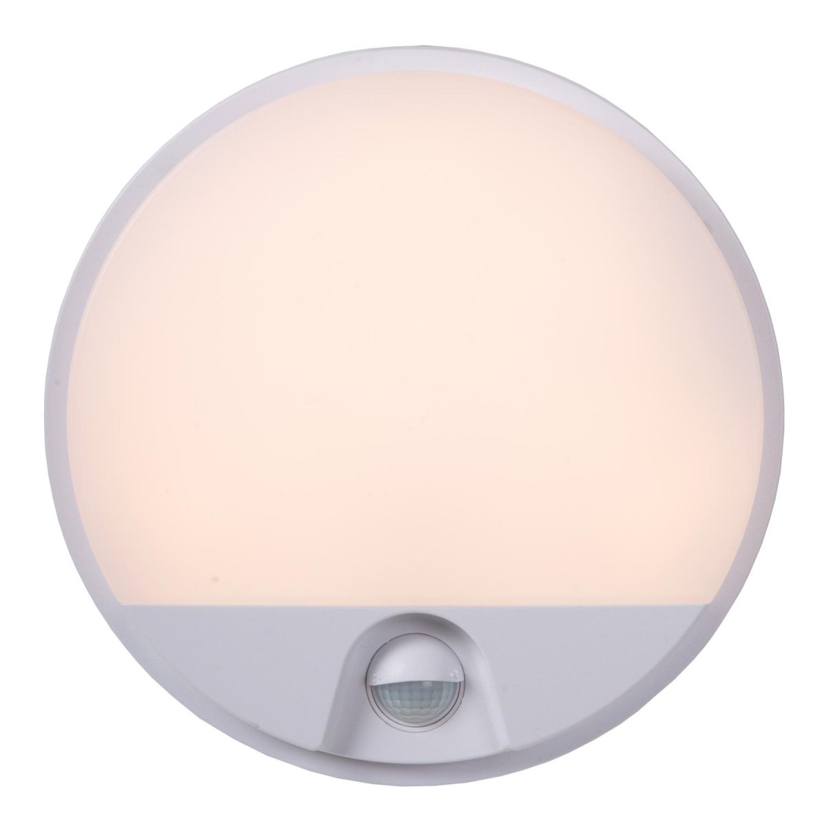 Hups Ir Hvit utendørslampe Fra Lucide - Hups sprer et lys med en lysstyrke på opptil 3000K og er utstyrt med innebygd bevegelsessensor og dag/nattsensor for å sikre optimal belysning i alle tilfeller.
