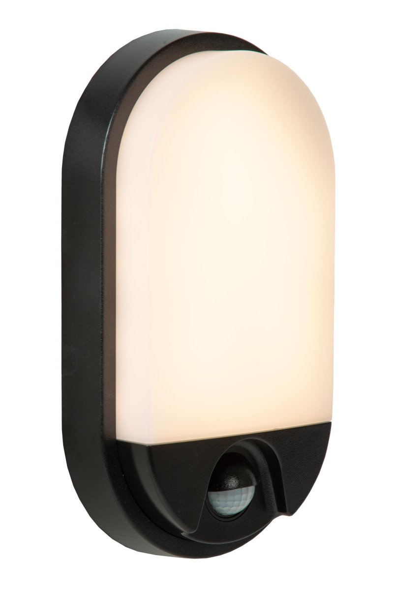 Hups Ir Svart utendørslampe Fra Lucide - Laget av høykvalitets plast, er denne ovale vegglampen designet for å tåle tøffe utendørsforhold.