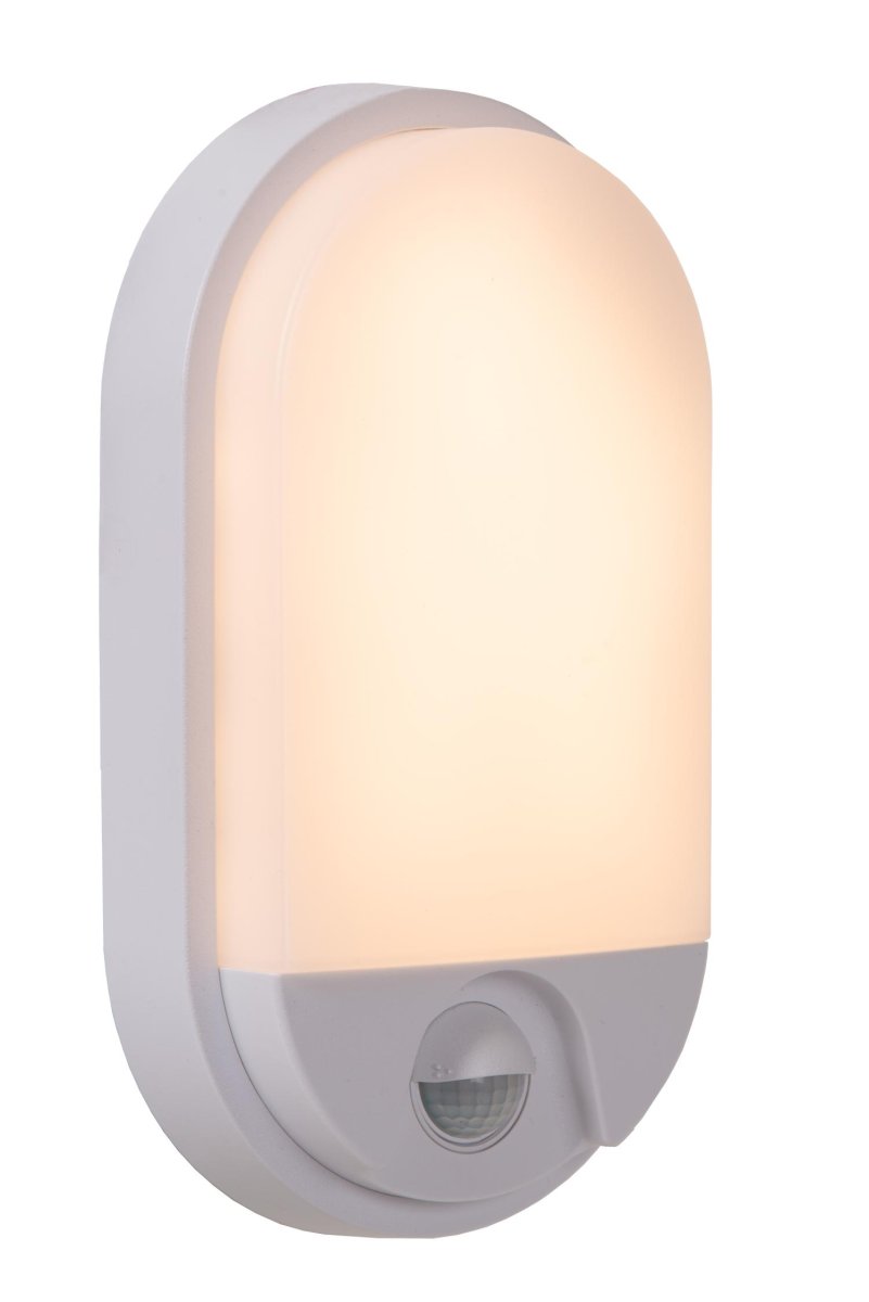 Hups Ir Hvit utendørslampe Fra Lucide - Laget av høykvalitets plast, er denne ovale vegglampen designet for å tåle tøffe utendørsforhold.