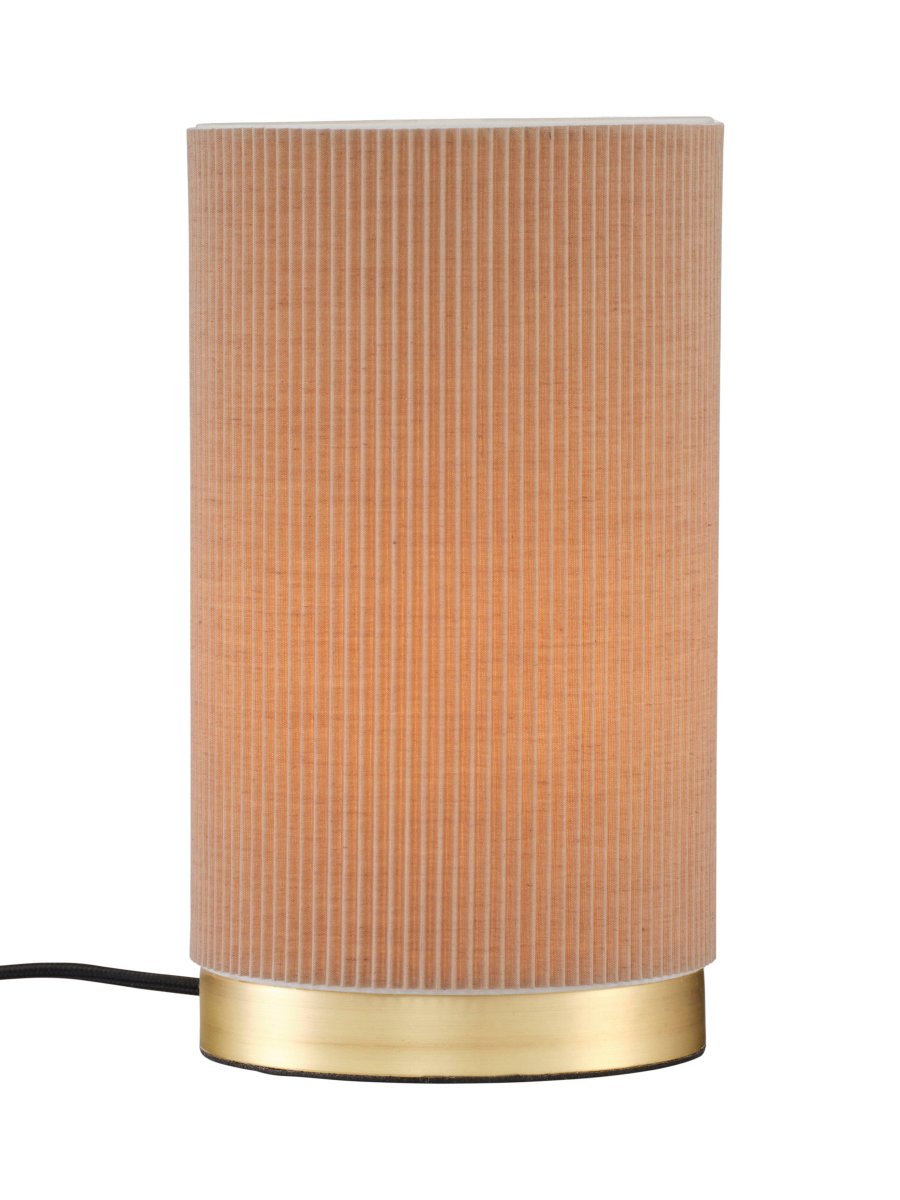 Dora 25cm Beige bordlampe Fra PR Home - Stilig bordlampe med fastmontert lampeskjerm laget av plissert materiale av polyester og bomull.