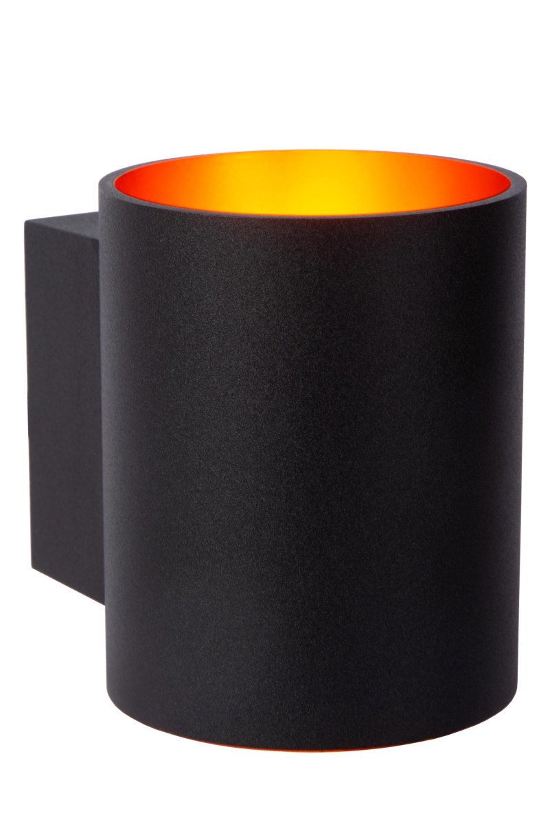 Xera 10cm Svart vegglampe Fra Lucide - Den doble lysfordelingen i form av en sylinder skaper en unik effekt p&aring;; murstein, betong eller m&oslash;rtelvegger.