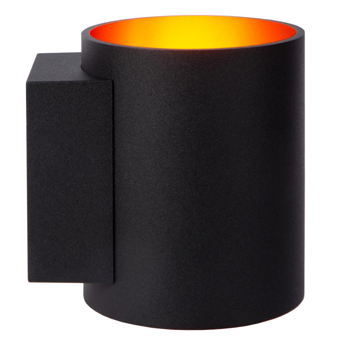 Xera 10cm Svart vegglampe Fra Lucide - Den doble lysfordelingen i form av en sylinder skaper en unik effekt p&aring;; murstein, betong eller m&oslash;rtelvegger.