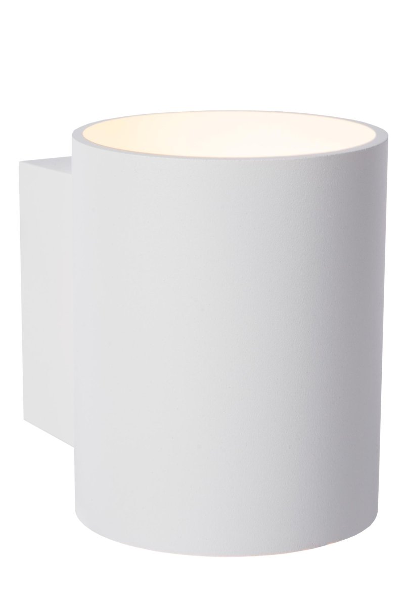 Xera 10cm Hvit vegglampe Fra Lucide - Den doble lysfordelingen i form av en sylinder skaper en unik effekt på; murstein, betong eller mørtelvegger.