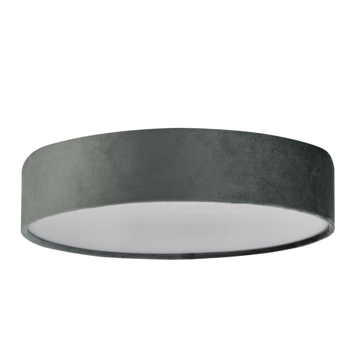 Drum Ø50 Grå plafond Fra Searchlight - Med tre lyskilder og en opal diffusor skaper den en moderne og stilig følelse i rommet.