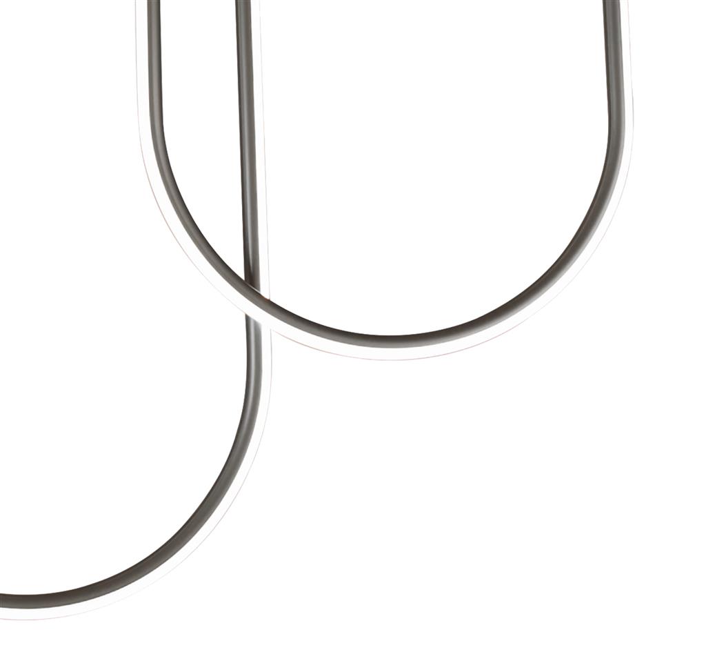 Chime 110cm Svart plafond Fra Searchlight - Chime er en taklampe som med sin moderne, buede form og mattsorte finish vil bli et skikkelig samtaleemne i rommet.