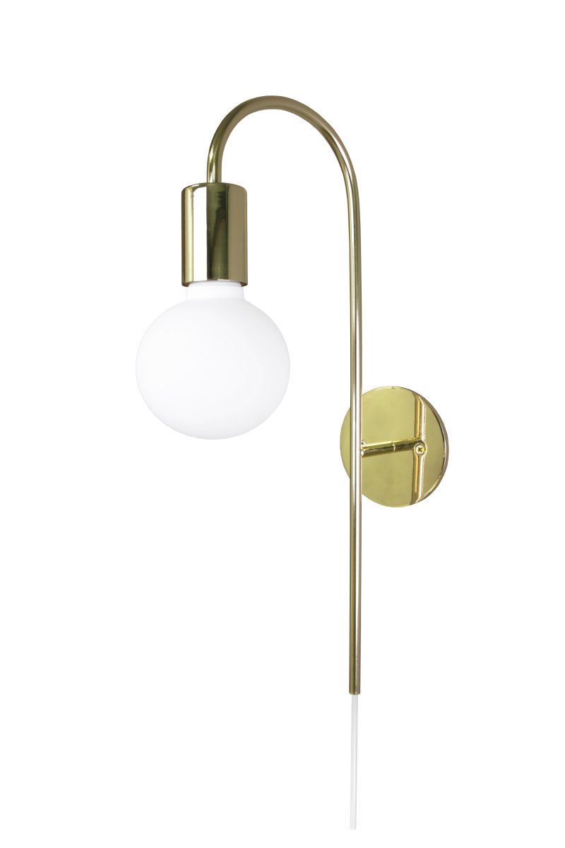 Grace 50cm Messing vegglampe Fra Globen Lighting - Grace vegglampe har en mykt buet metallarm i messingfinish.