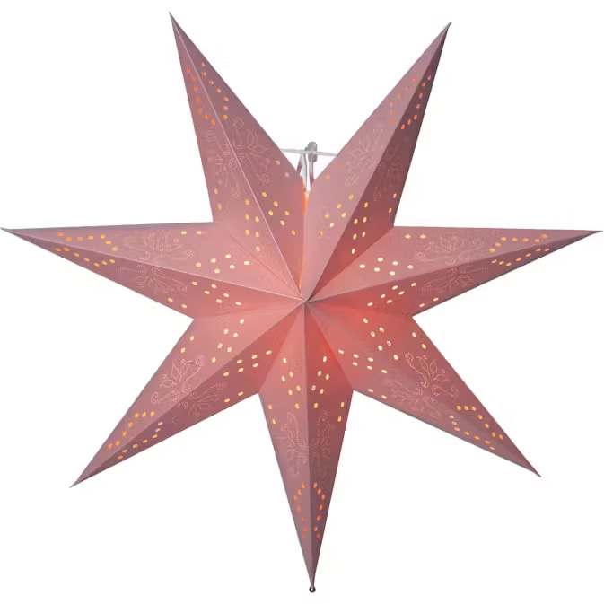 Romantic Ø55 Rosa Fra Star Trading - Rosa papirstjerner med fine dekorative mønstre for innendørs bruk.