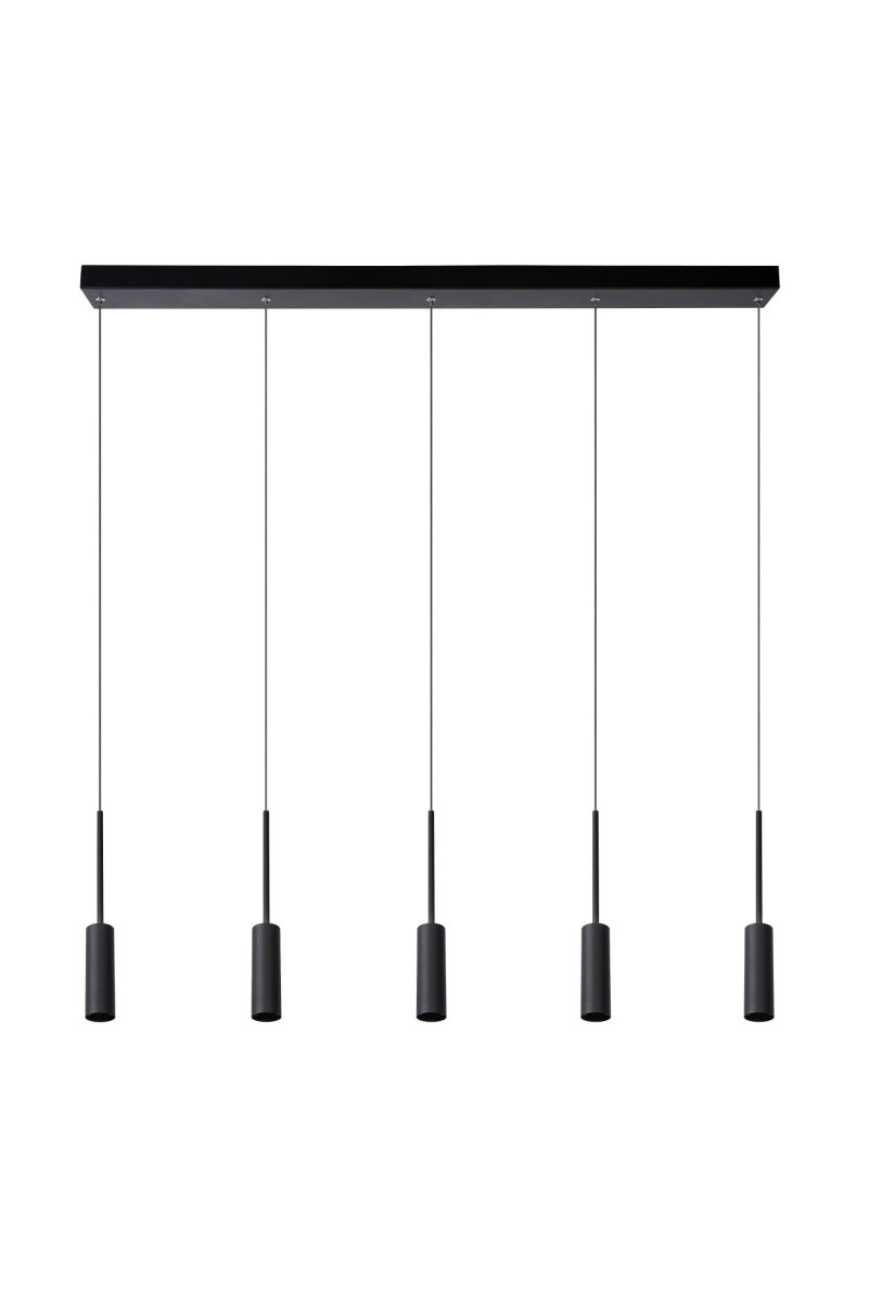 Tubule 100cm Svart Taklampe Fra Lucide - De fem lyspunktene er først på; en elegant takplate i rett linje.