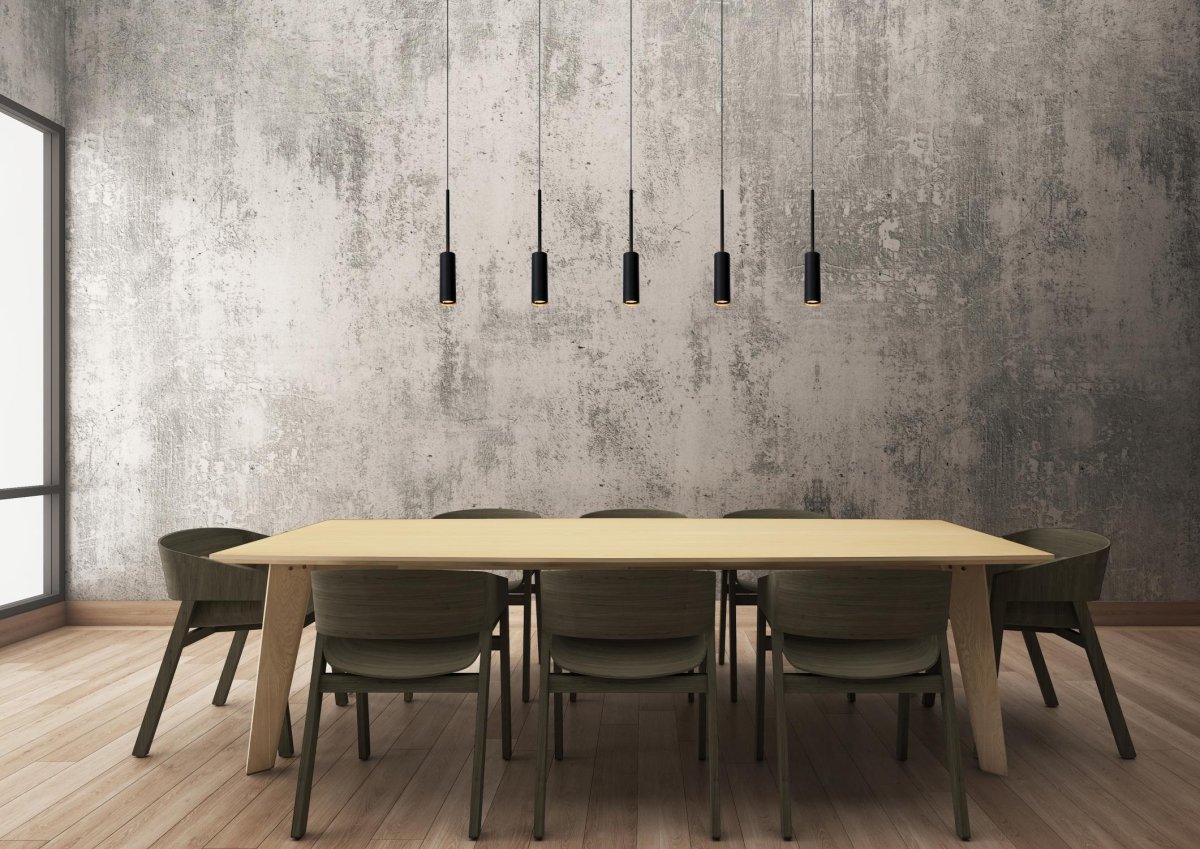 Tubule 100cm Svart Taklampe Fra Lucide - De fem lyspunktene er først på; en elegant takplate i rett linje.