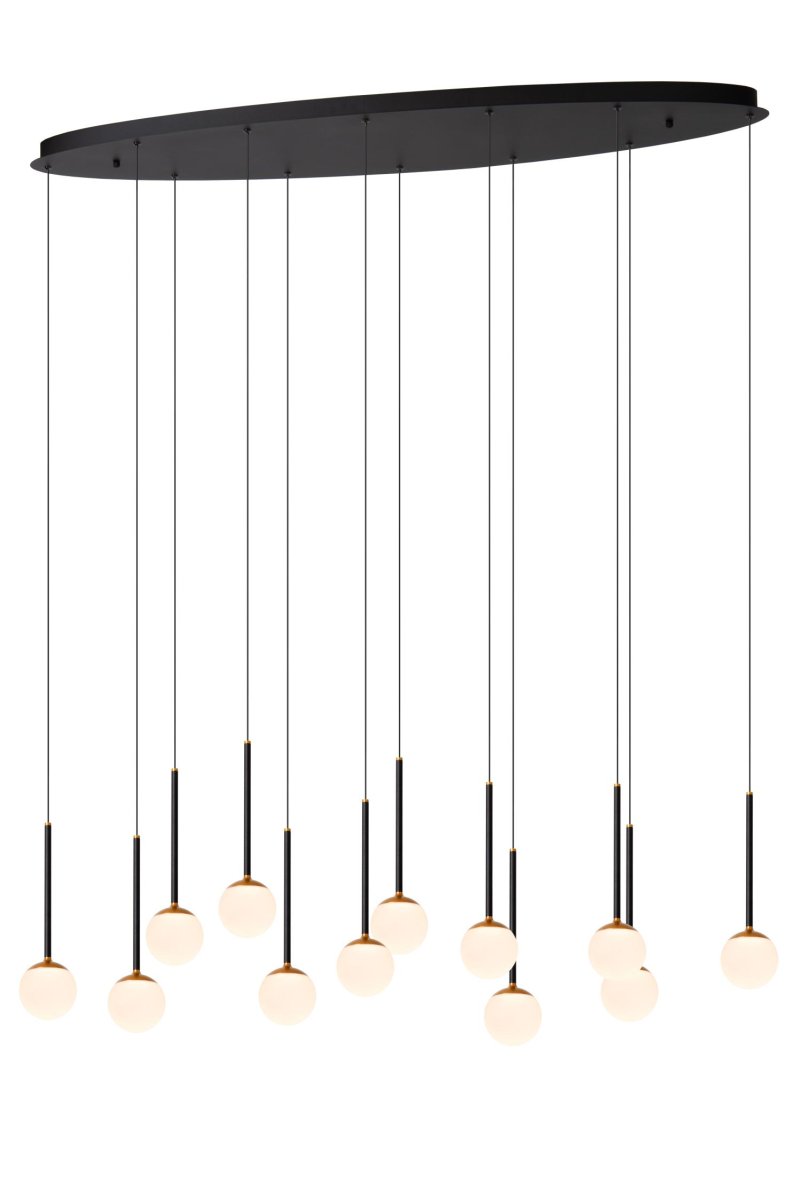 Zoom bilde av Calina 123cm Svart Taklampe Fra Lucide - CALINA er perfekt for st&oslash;rre omr&aring;der som spisebord, stuer eller &aring;pne innganger da det gir et stemningsfullt lys og skaper en eksklusiv atmosf&aelig;re.