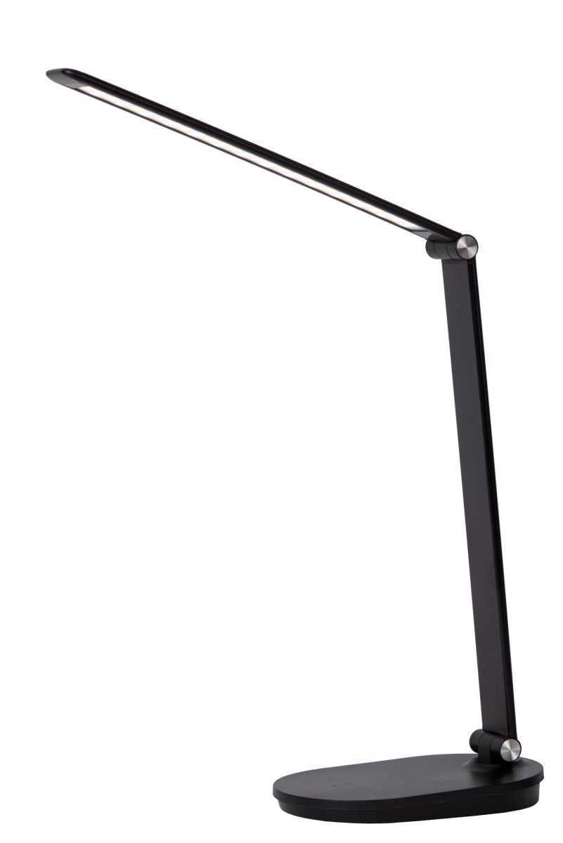 Aldwin 40cm Svart skrivebordslampe Fra Lucide - Denne funksjonelle skrivebordslampen er laget av høykvalitets ABS og er utstyrt med en dimmebar LED-lyskilde som sender ut et varmhvitt lys og enkelt kontrolleres via en berøringssensor på lampen.