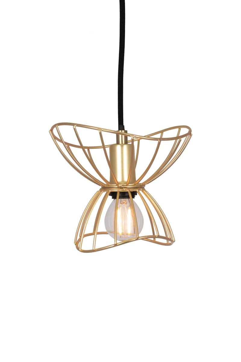 Ray Ø16 Børstet messing Taklampe Fra Globen Lighting - Ray taklampe med sin b&oslash;lgende metallskjerm i matt sort er en liten og pen lampe som er like vakker i sin enkelhet alene i et vindu, spesielt; som &aring; lage en klynge med flere stykker i f.