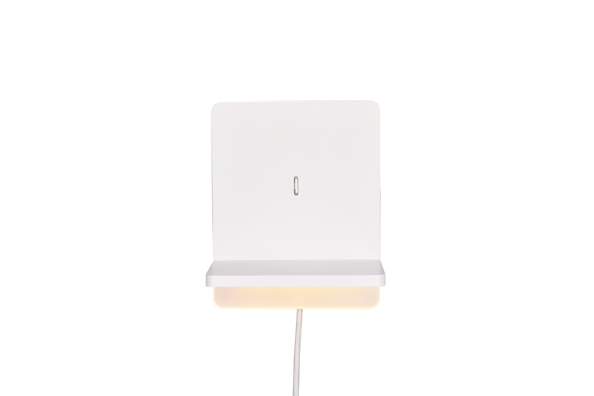 Fairfield 20cm Hvit vegglampe Fra Trio Lighting - Den integrerte induktive ladestasjonen gjør det enkelt å lade kompatible smarttelefoner, og den har også USB- og USB-C-porter.